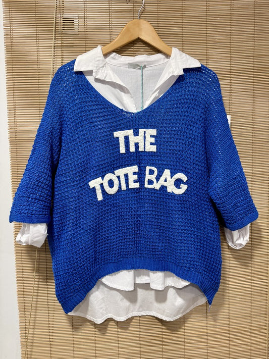 Pull ajouré The Tote Bag bleu roi