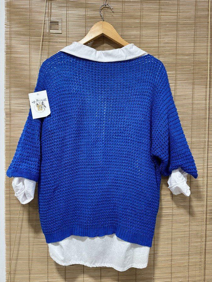 Pull ajouré The Tote Bag bleu roi