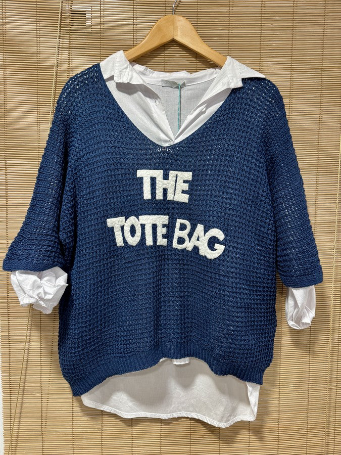 Pull ajouré The Tote Bag bleu marine