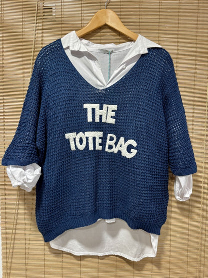 Pull ajouré The Tote Bag bleu marine