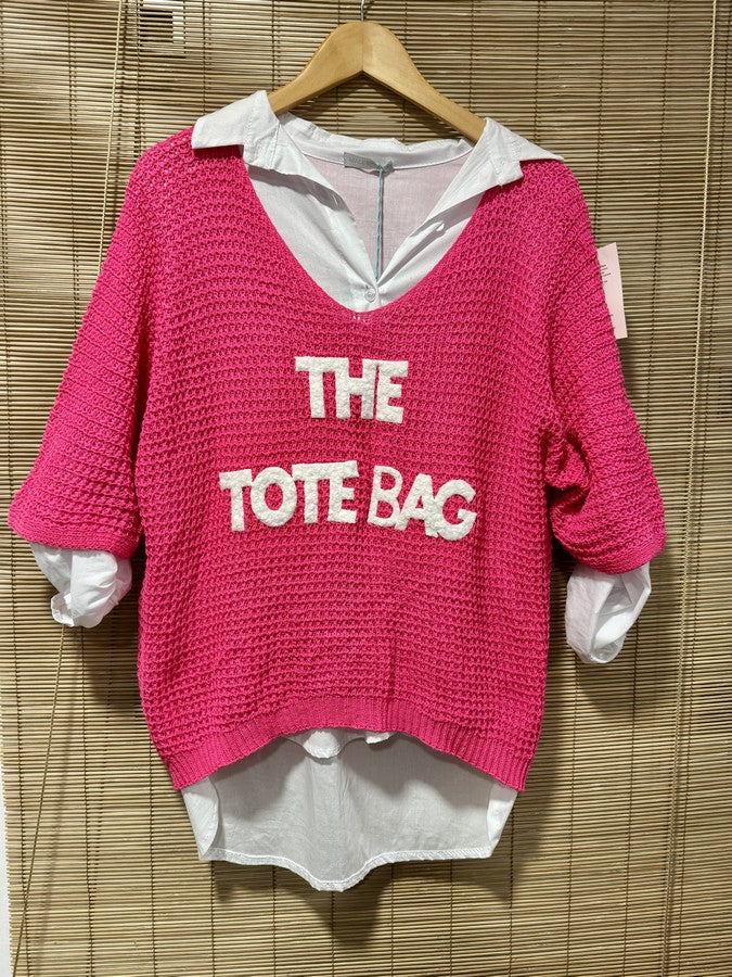 Pull ajouré The Tote Bag rose