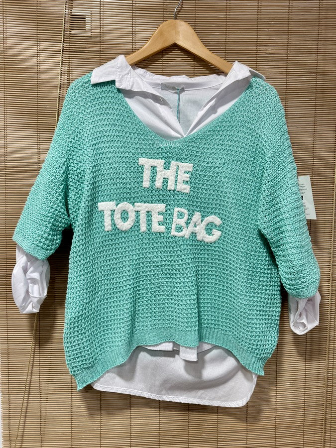 Pull ajouré The Tote Bag menthe
