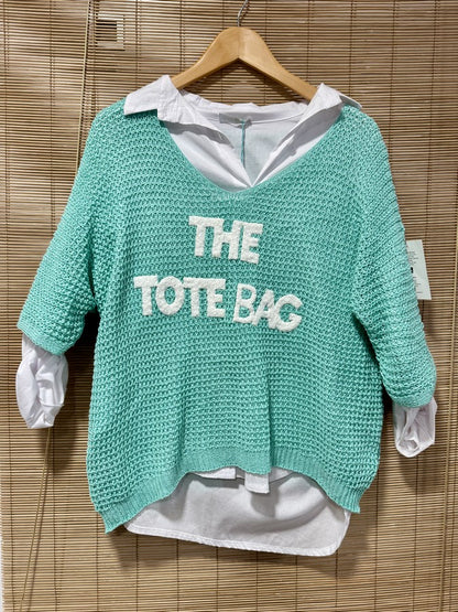 Pull ajouré The Tote Bag menthe