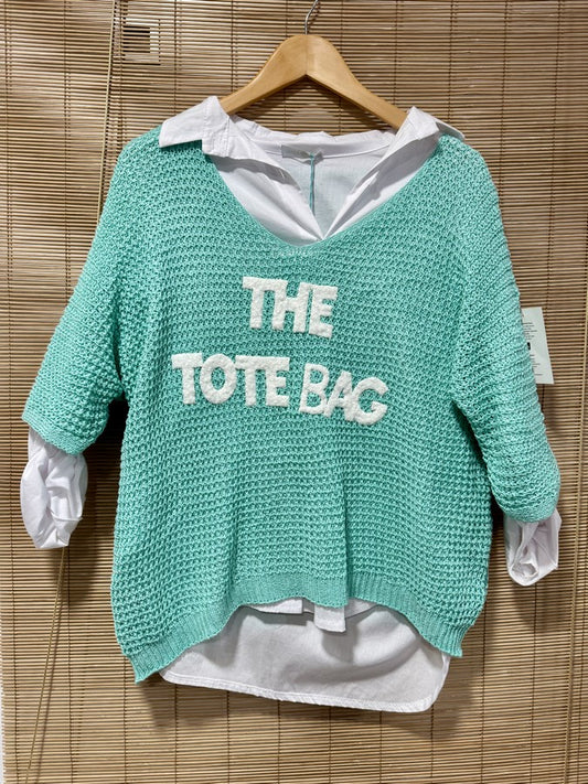 Pull ajouré The Tote Bag menthe