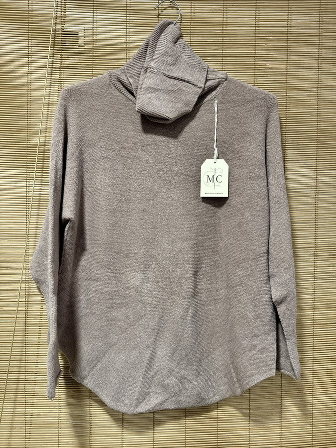 Pull col roulé taupe
