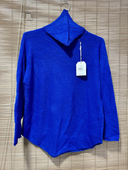 Pull col roulé bleu roi
