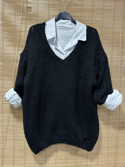 Pull col V noir