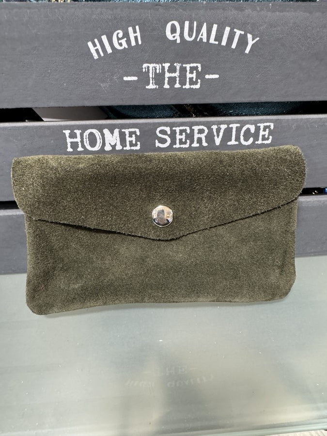 Porte-monnaie en cuir kaki