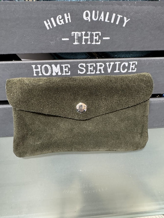 Porte-monnaie en cuir kaki