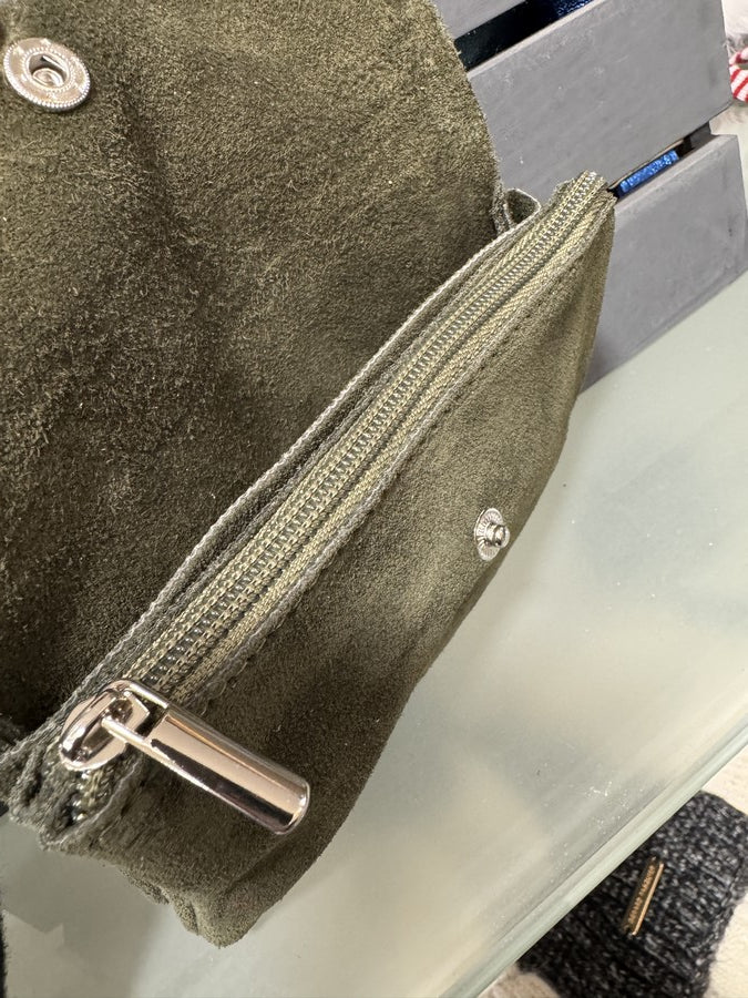 Porte-monnaie en cuir kaki