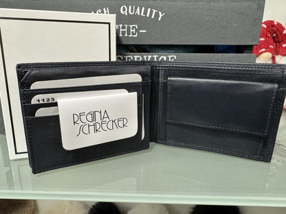 Portefeuille homme en cuir bleu marine