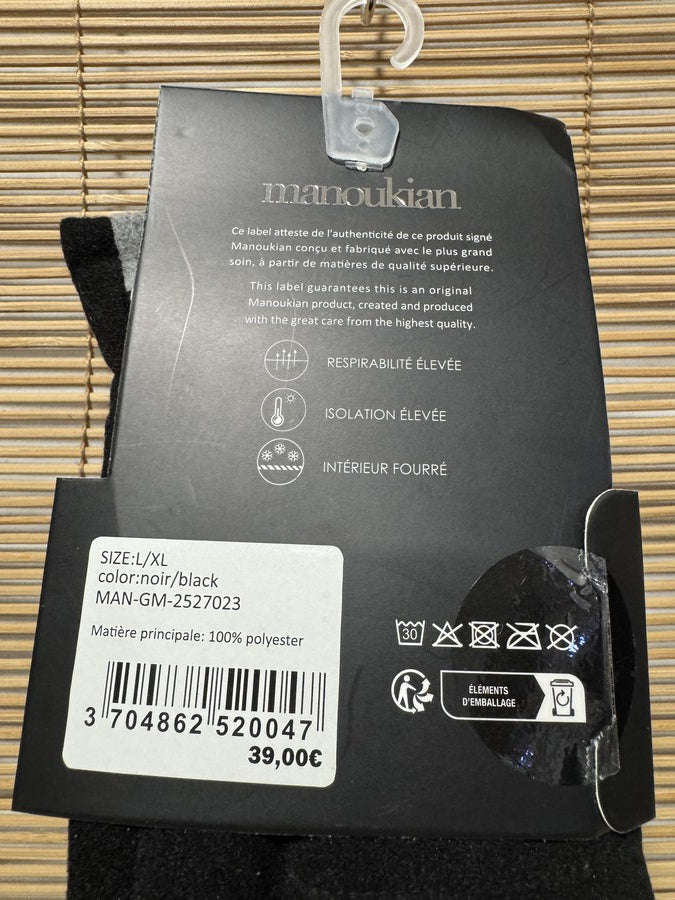 Gants Hommes MANOUKIAN noir liseré gris