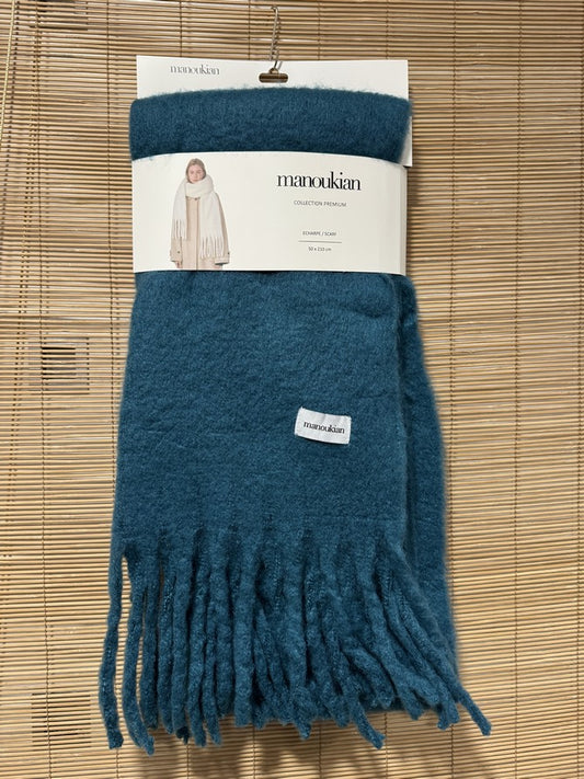 Echarpe plaid MANOUKIAN bleu canard