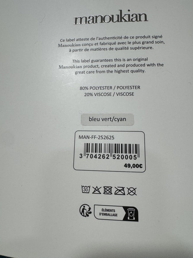 Echarpe plaid MANOUKIAN bleu canard