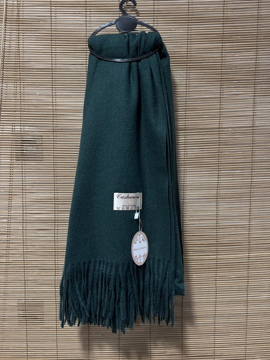 Echarpe mixte 100% cachemire vert sapin