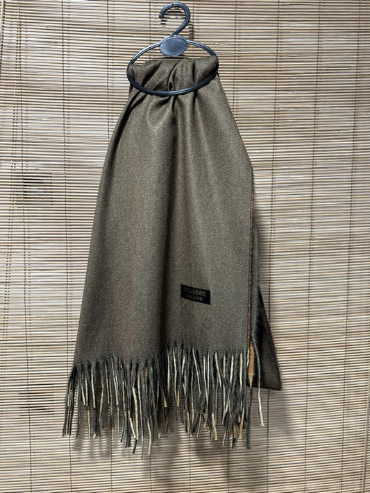 Echarpe 100% cachemire bicolore kaki