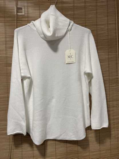 Pull col roulé blanc