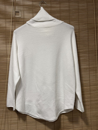Pull col roulé blanc
