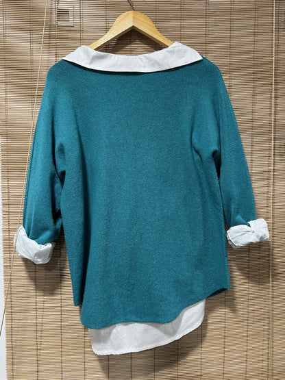 Pull col V ELLEN Emmeraude