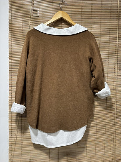 Pull col V ELLEN marron
