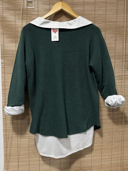 Pull col V Elena vert sapin
