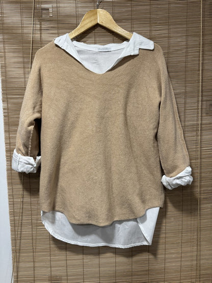 Pull col V ELLEN camel