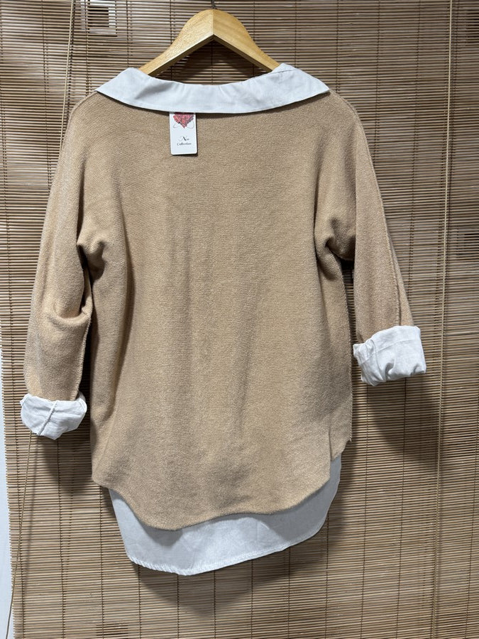 Pull col V ELLEN camel