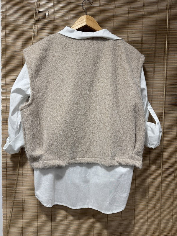 Gilet sans manches beige