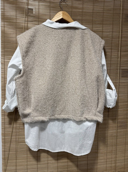 Gilet sans manches beige