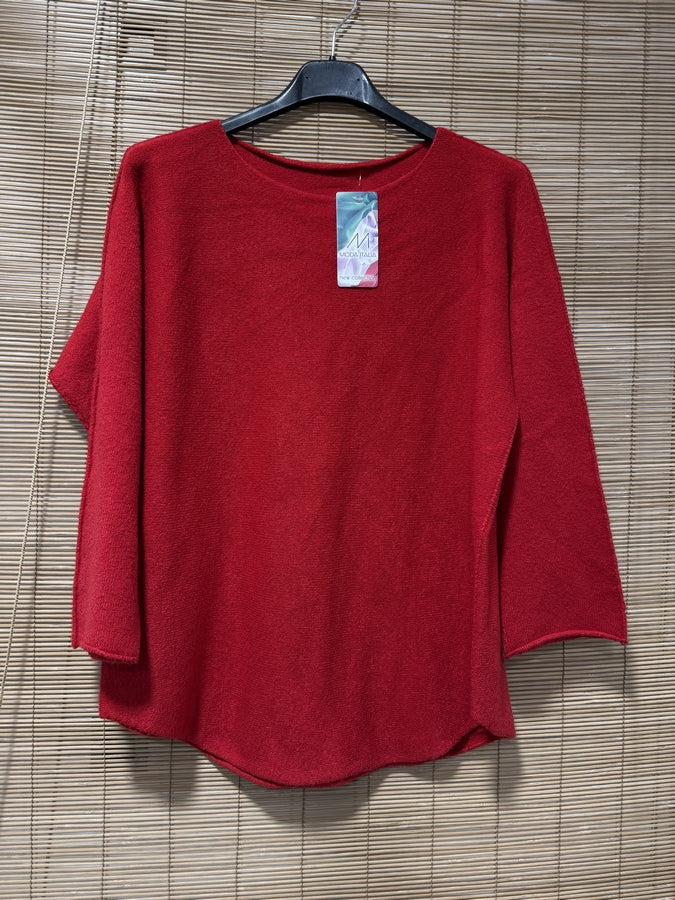 Pull col rond ELLEN rouge