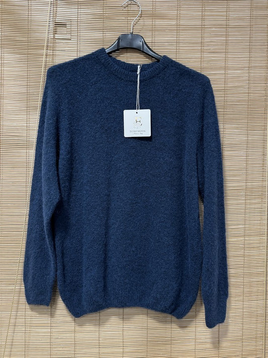 Pull CAMILLE col rond bleu marine