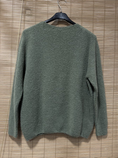 Pull CAMILLE col V vert olive