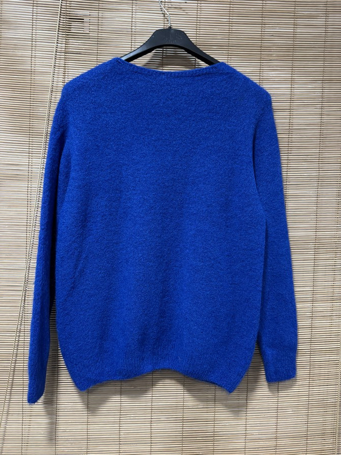 Pull CAMILLE col V bleu roi