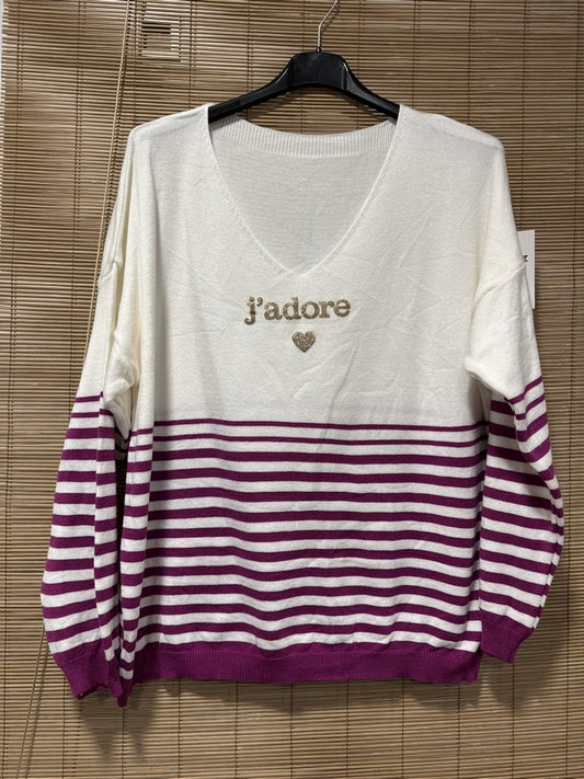 TU - Marinière J'adore prune