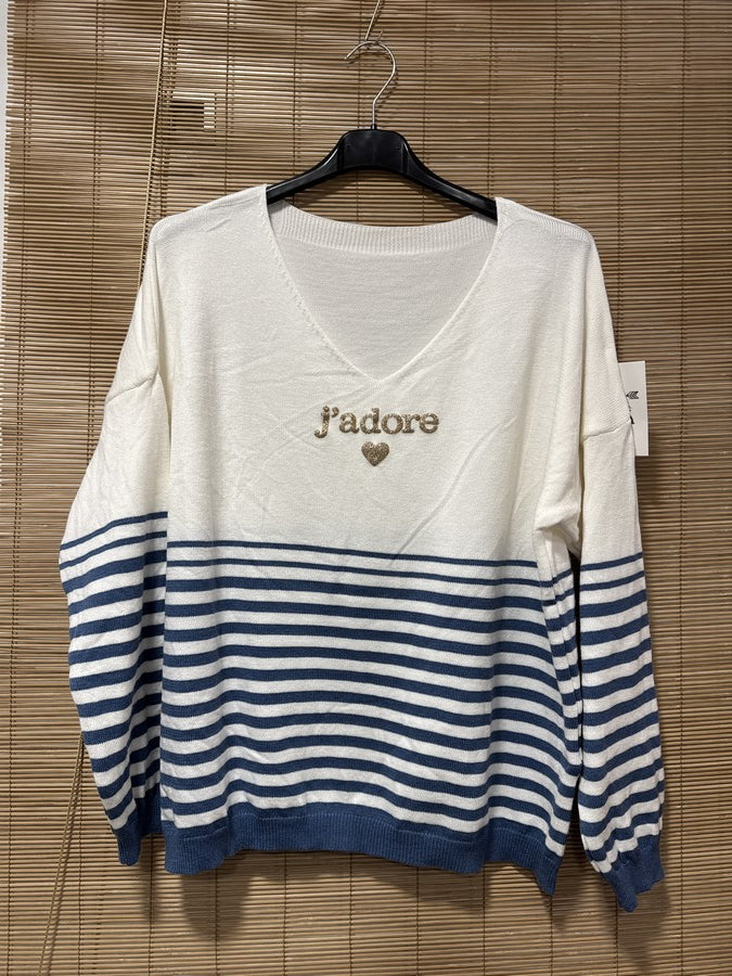 TU - Marinière J'adore bleu jean