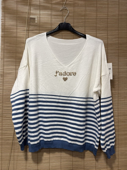 TU - Marinière J'adore bleu jean