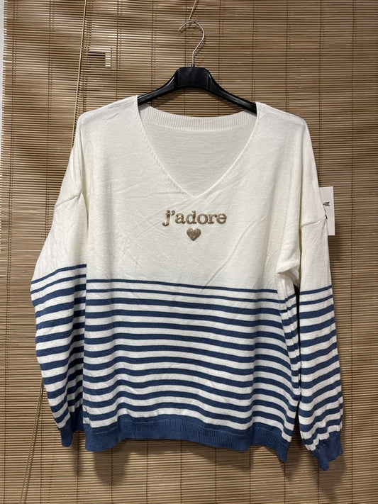 TU - Marinière J'adore bleu jean