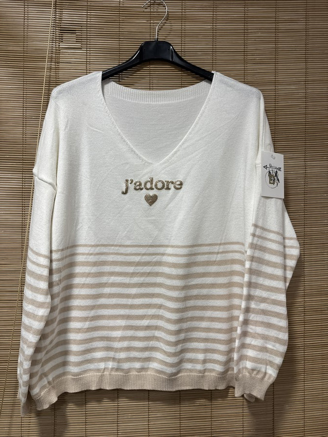 TU - Marinière J'adore beige