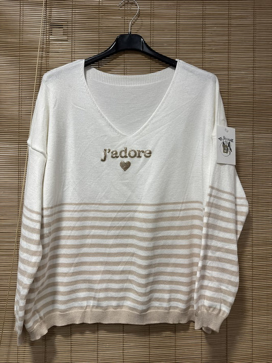 TU - Marinière J'adore beige