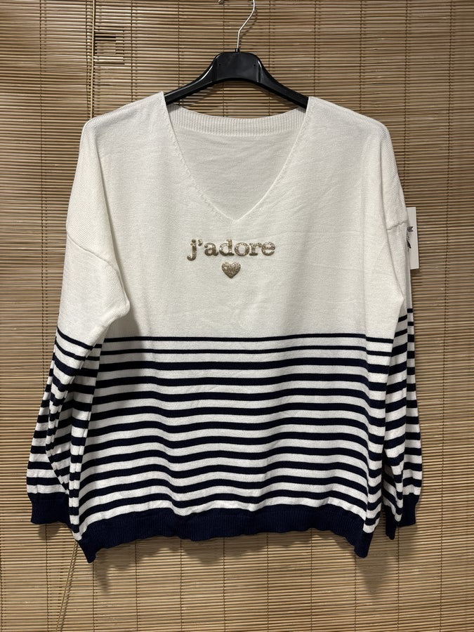 TU - Marinière J'adore bleu marine