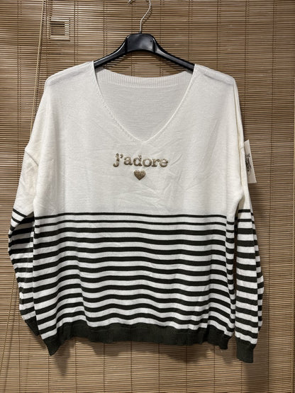 TU - Marinière J'adore kaki