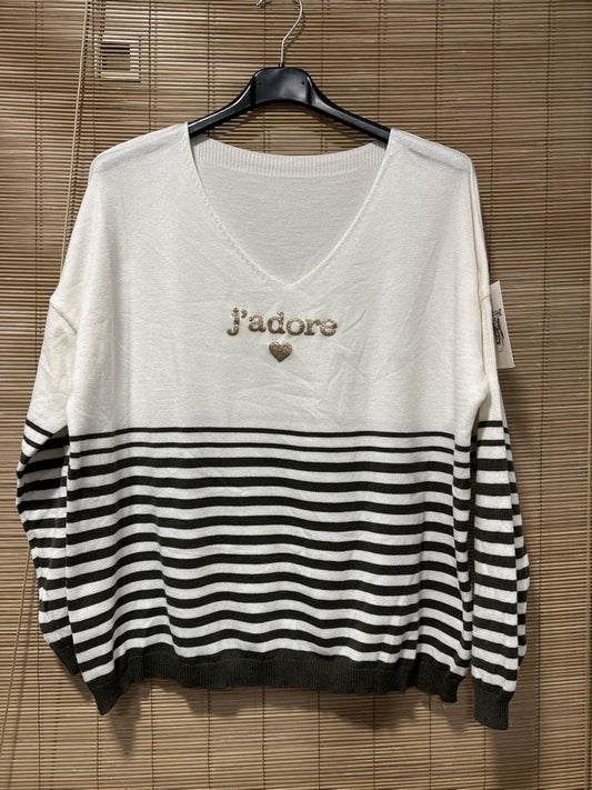 TU - Marinière J'adore kaki