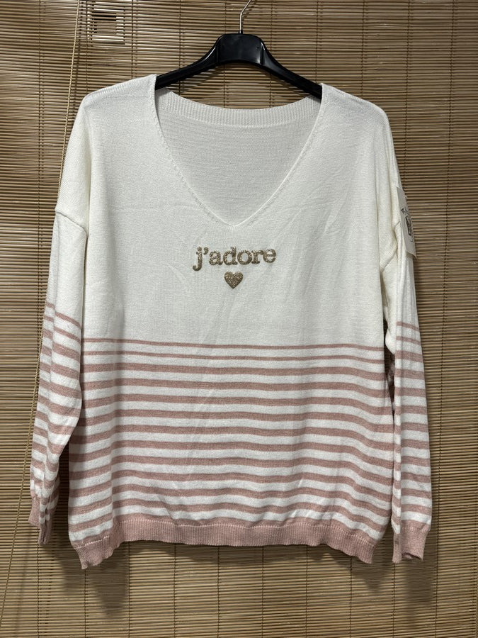 TU - Marinière J'adore rose