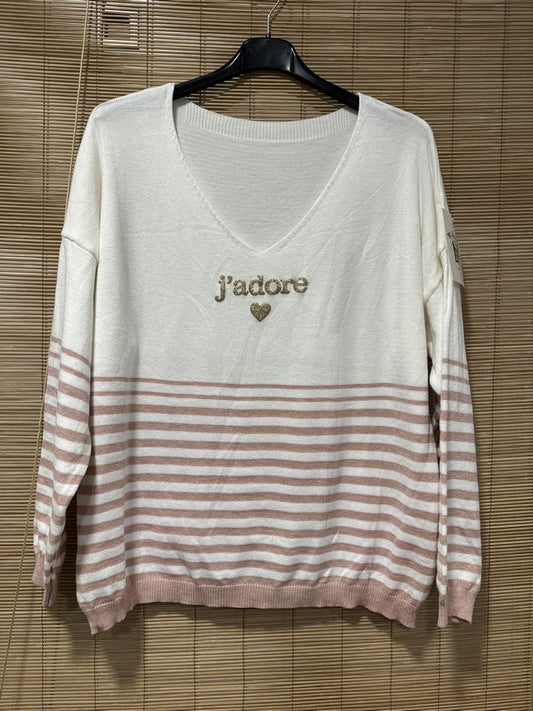 TU - Marinière J'adore rose