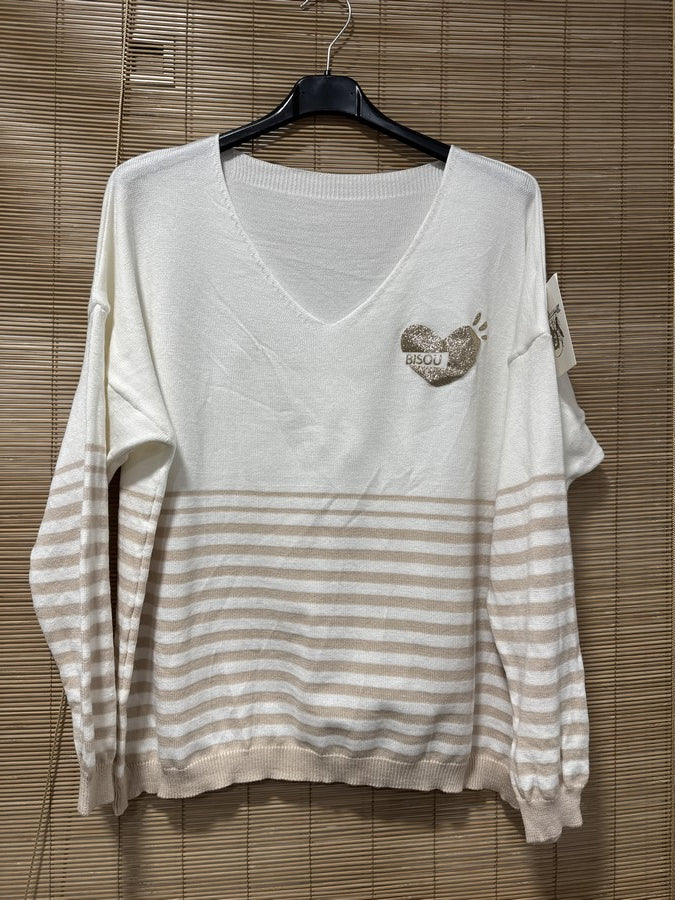 TU - Marinière Bisou beige