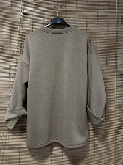 TU - Sweat col V J'adore taupe