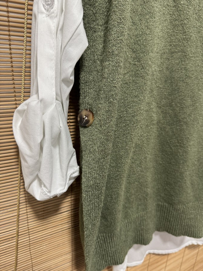 Pull débardeur kaki