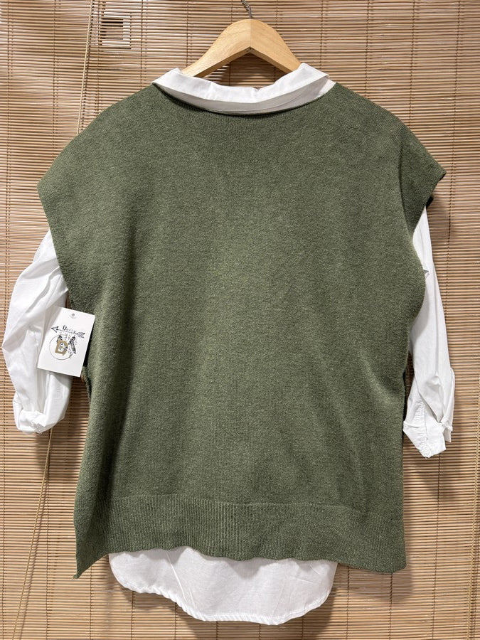 Pull débardeur kaki