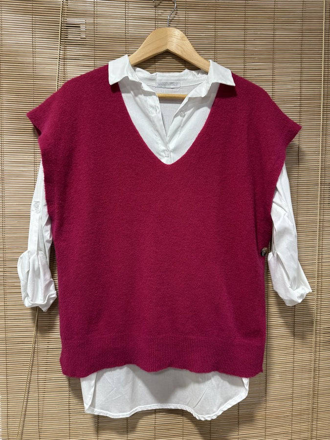 Pull débardeur bordeaux