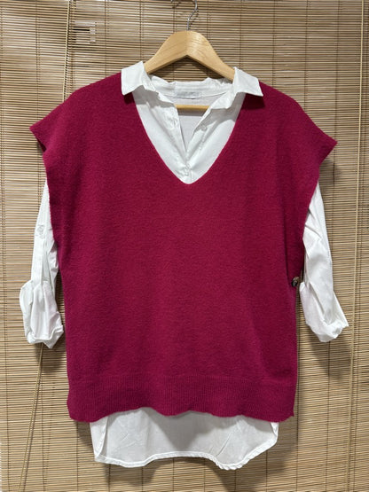 Pull débardeur bordeaux